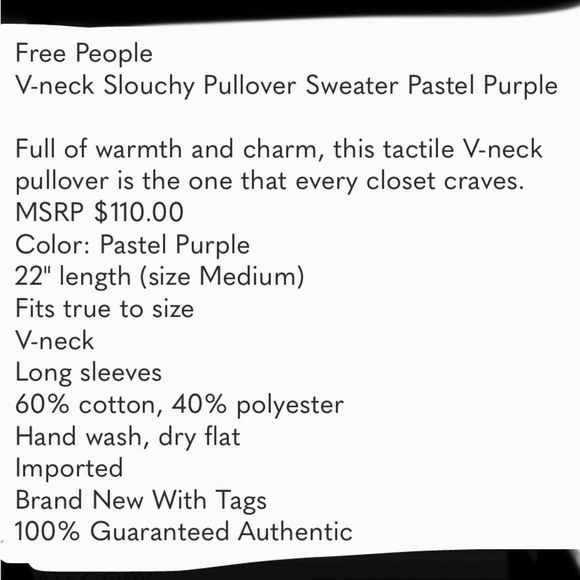 Free People V neck Slouchy Sweater size Small - Picture 5 of 9